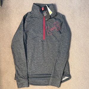 Under Armour Men's Gray Zip-Up Sweater with Red Accents